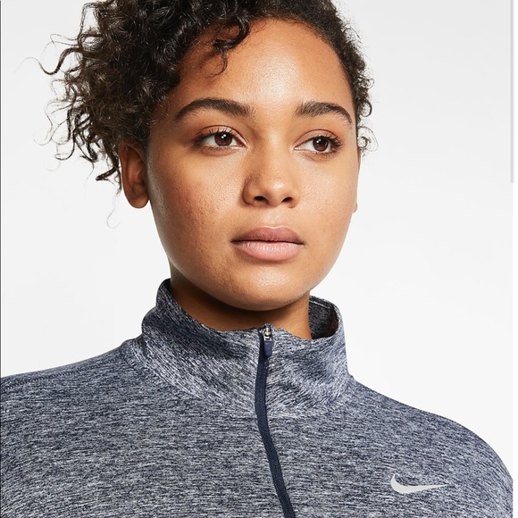 NIKE BLUE GREY MARLED 1/4 ZIP PULLOVER RUNNING TOP - Picture 6 of 6